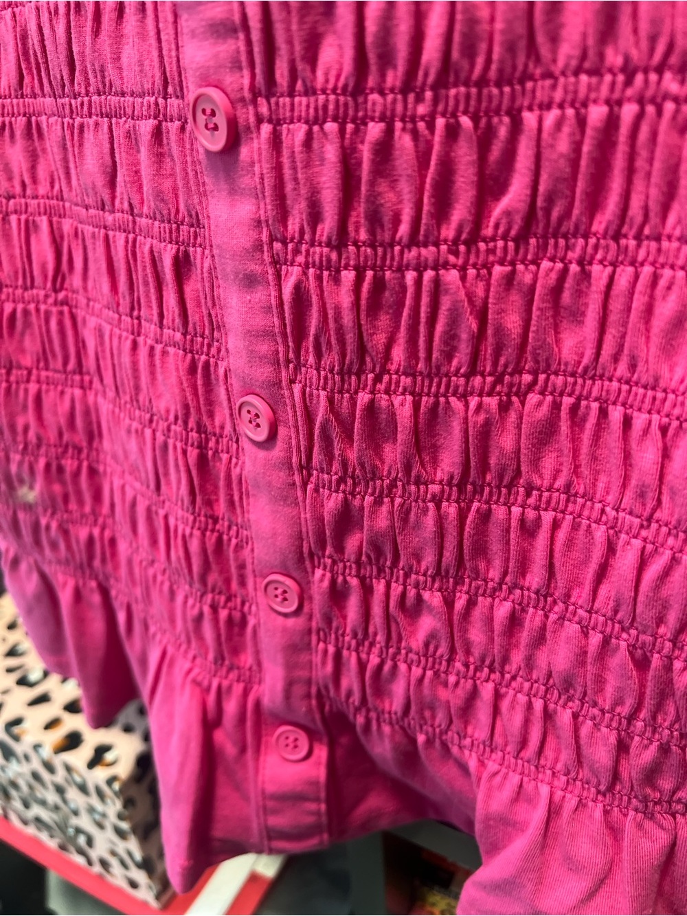 NWT Eclipse Fuchsia Smocked Ruffle Hem Tank Top - Picture 4 of 6